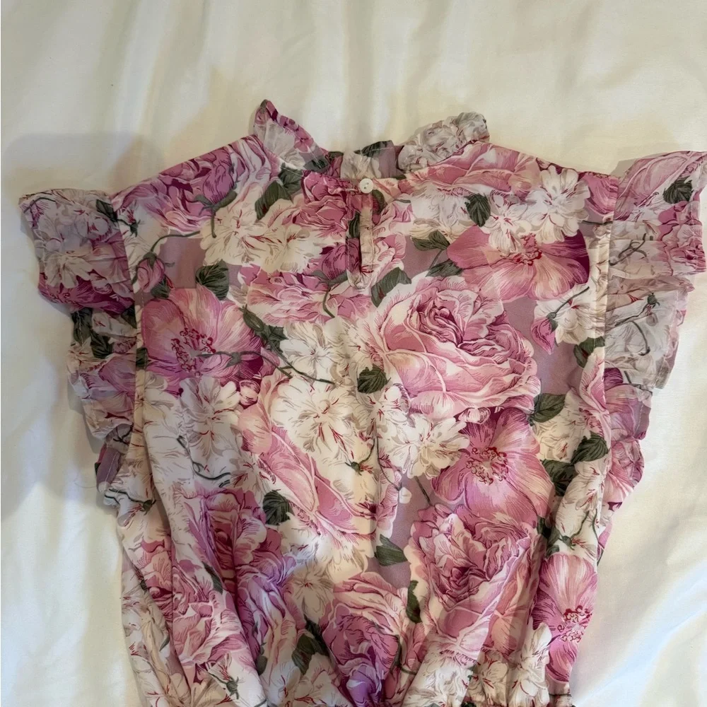 Floral Pink Ruffle Dress - Picture 7 of 8
